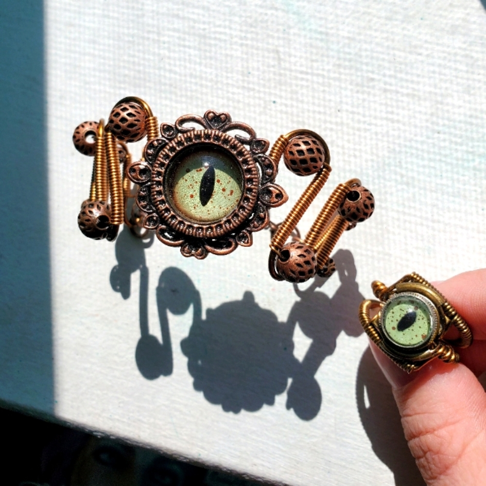 Handmade steampunk Bracelet & ring set
